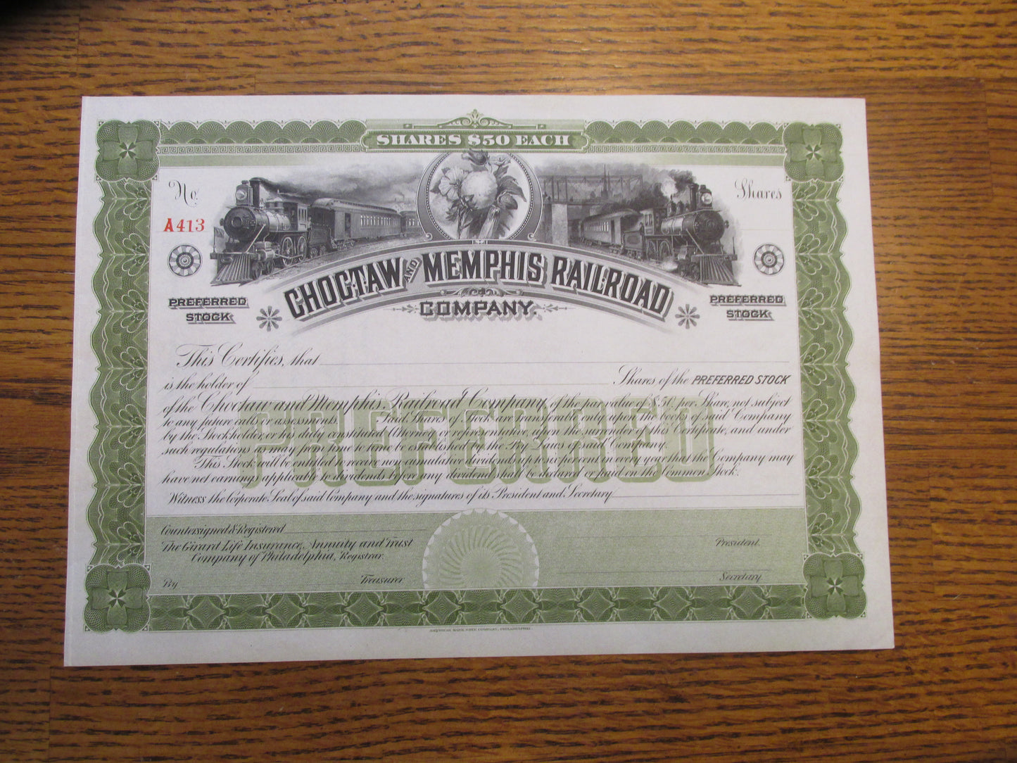 Choctaw & Memphis railroad stock