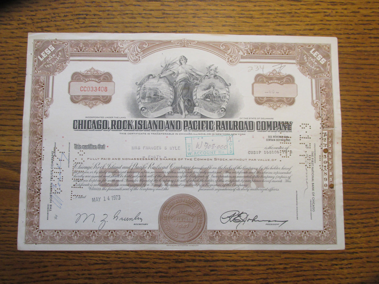 Chicago Rock Island & Pacific Railroad Stock