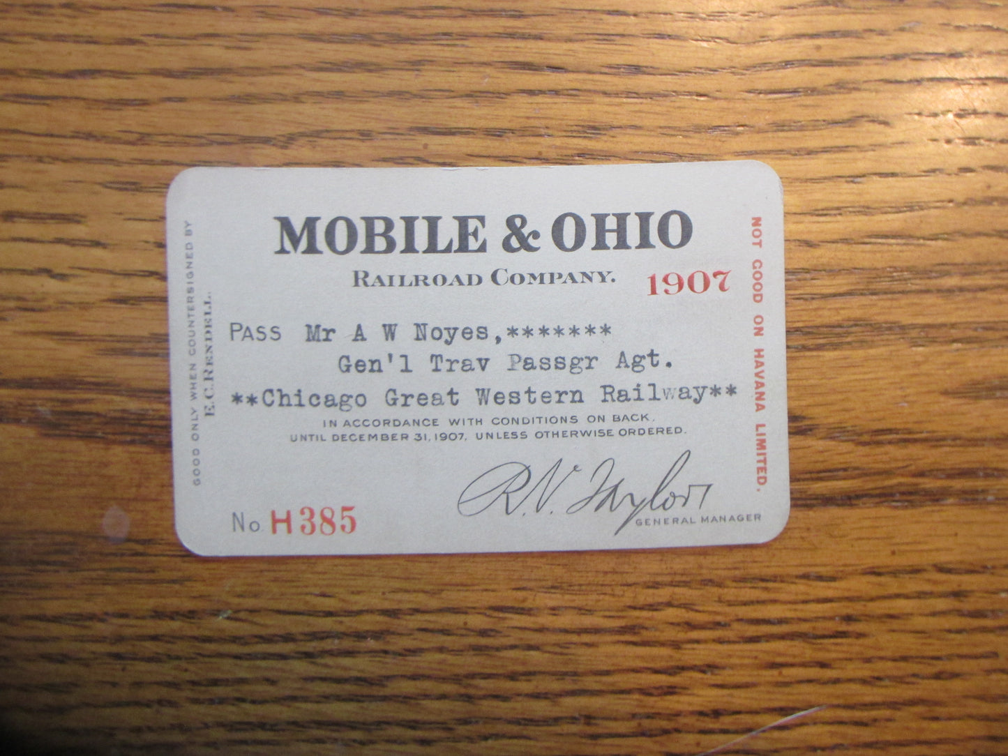 Mobile & Ohio Pass 1907