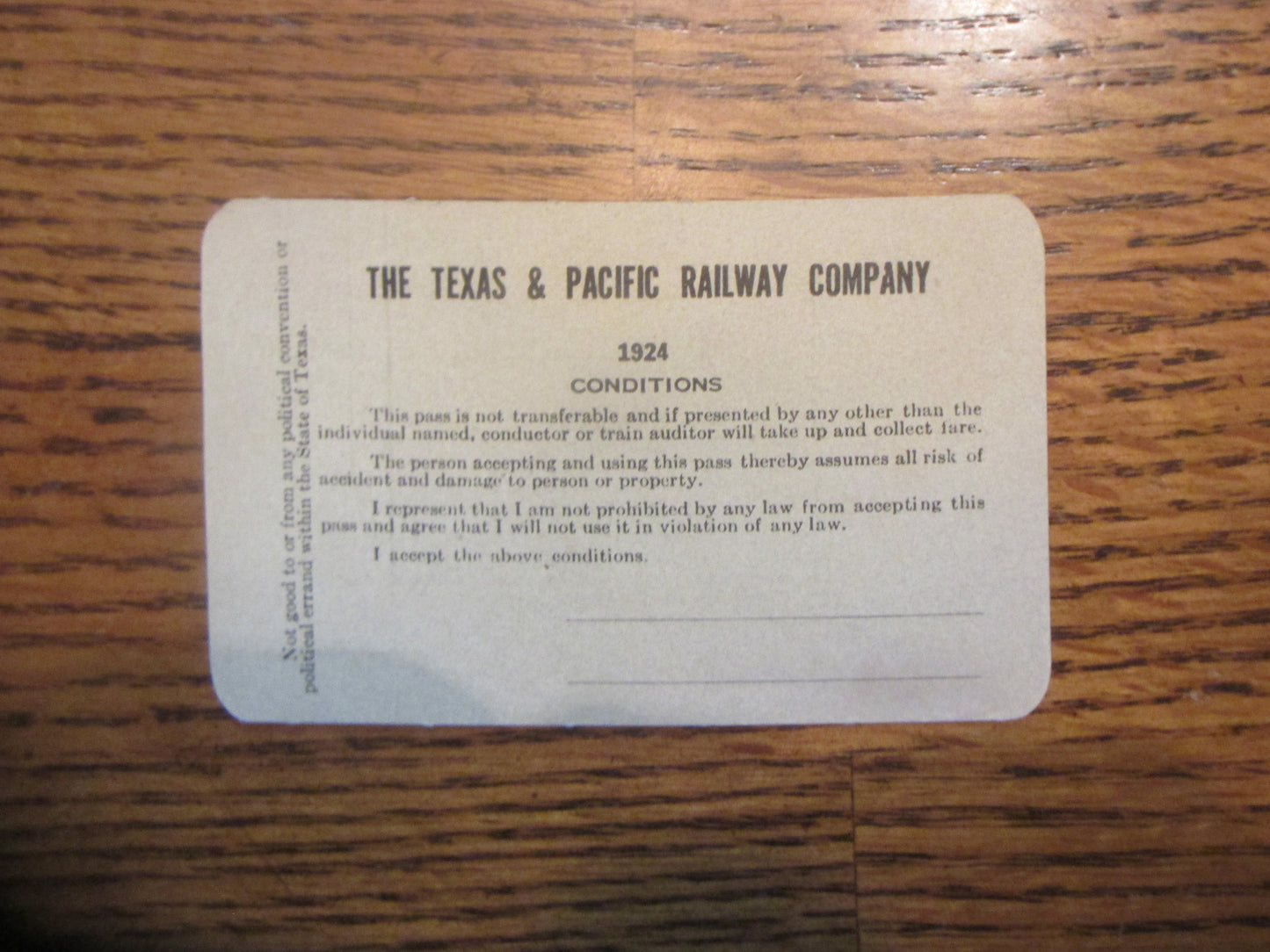 Texas & Pacific 1924 pass