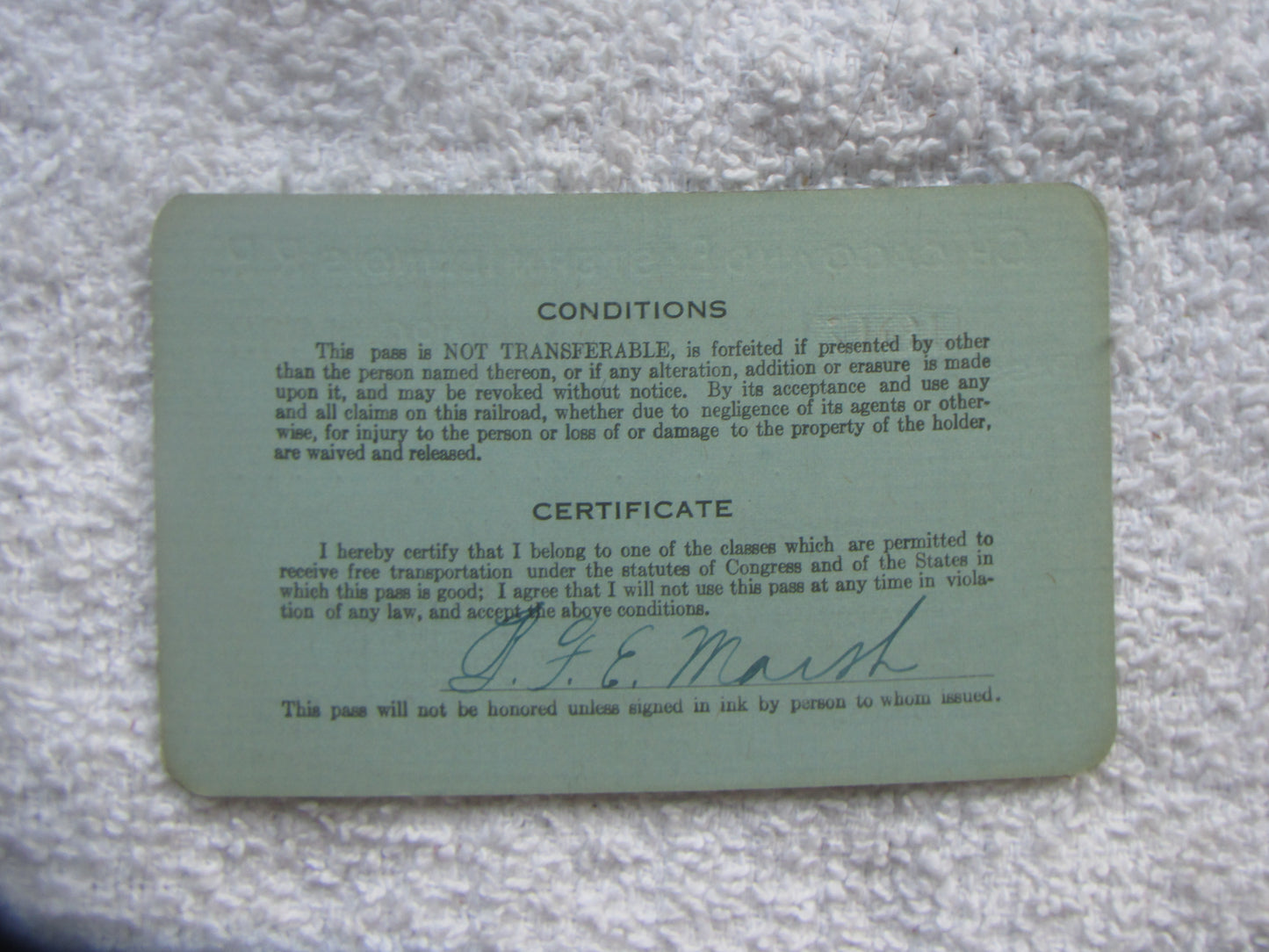 Chicago & Eastern Illinois Pass 1917