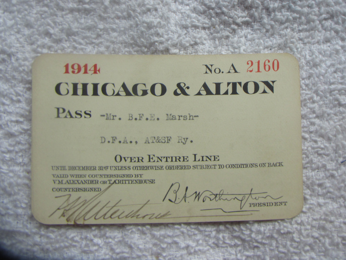 Chicago & Alton Pass 1914