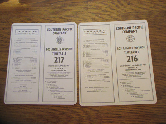 4 Southern Pacific Timetables #216,217,218,219