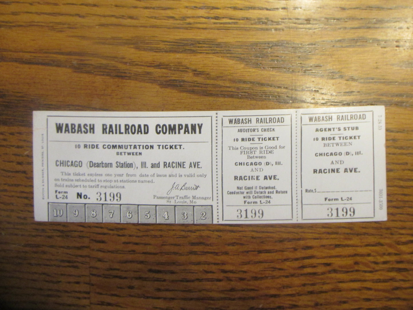 Wabash Unused Ticket 10 Ride