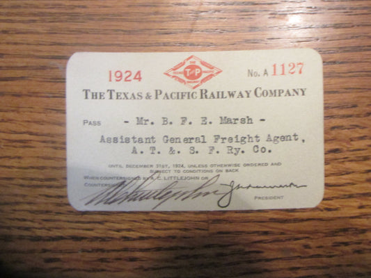 Texas & Pacific 1924 pass
