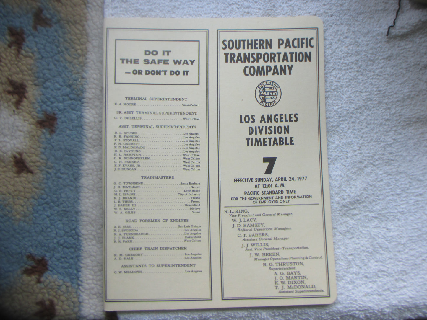 Southern Pacific Timetables
