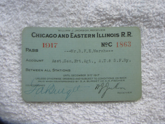 Chicago & Eastern Illinois Pass 1917